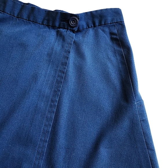 Womens M Vintage Handmade Blue A-Line Reversible Wrap-Around Cotton Split Skirt - Picture 5 of 7